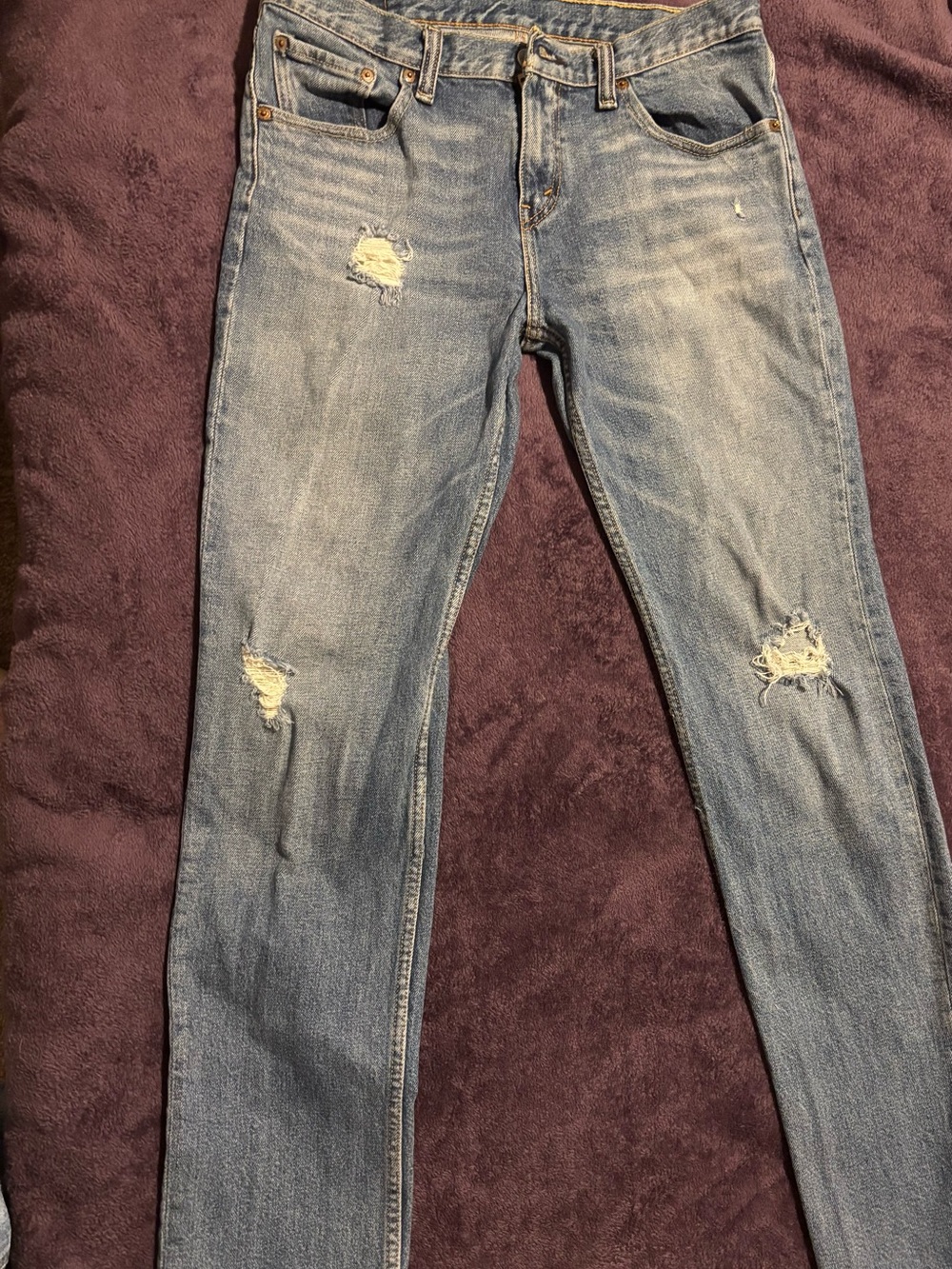 Levi's 512 Slim Taper Distressed Ripped Blue Jeans Men's Size 31x32